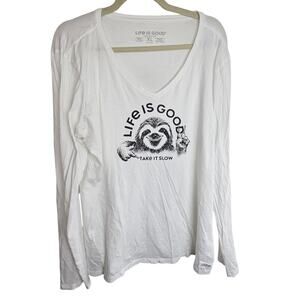 Life Is Good Womens Crusher Lite T-Shirt XL Capybara Take It Slow Stretch Cotton